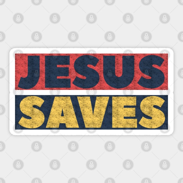 Jesus Saves Vintage Distressed - Christian Sticker by ChristianShirtsStudios